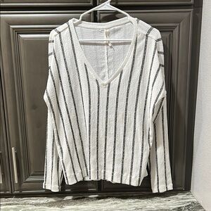 Anthropologie Striped V-Neck Women's Top
